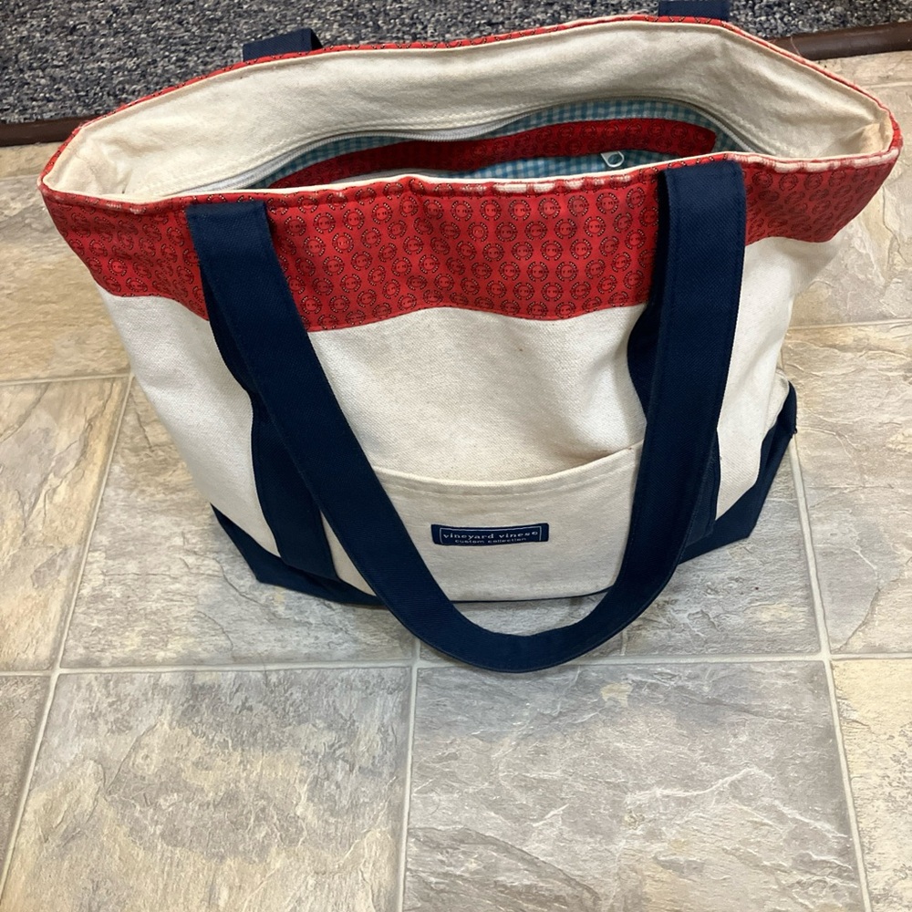 Vineyard Vines Red and Blue Checkered Tote City Year rare edition
